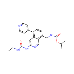 CCNC(=O)Nc1cc2c(-c3ccncc3)ccc(CNC(=O)OC(C)C)c2cn1 ZINC000147467197