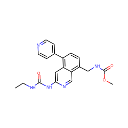 CCNC(=O)Nc1cc2c(-c3ccncc3)ccc(CNC(=O)OC)c2cn1 ZINC000147476691