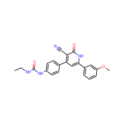 CCNC(=O)Nc1ccc(-c2cc(-c3cccc(OC)c3)[nH]c(=O)c2C#N)cc1 ZINC000299871454