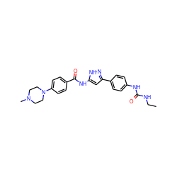 CCNC(=O)Nc1ccc(-c2cc(NC(=O)c3ccc(N4CCN(C)CC4)cc3)[nH]n2)cc1 ZINC000096270640