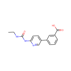 CCNC(=O)Nc1ccc(-c2cccc(C(=O)O)c2)cn1 ZINC000116503234