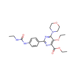 CCNC(=O)Nc1ccc(-c2nc(C(=O)OCC)c(OCC)c(N3CCOCC3)n2)cc1 ZINC000118179281