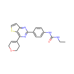 CCNC(=O)Nc1ccc(-c2nc(C3=CCOCC3)c3sccc3n2)cc1 ZINC000045371040