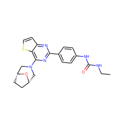 CCNC(=O)Nc1ccc(-c2nc(N3C[C@@H]4CC[C@H](C3)O4)c3sccc3n2)cc1 ZINC000045353060