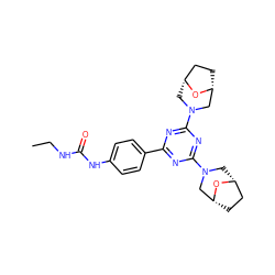 CCNC(=O)Nc1ccc(-c2nc(N3C[C@@H]4CC[C@H](C3)O4)nc(N3C[C@@H]4CC[C@H](C3)O4)n2)cc1 ZINC000058523750