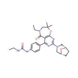 CCNC(=O)Nc1ccc(-c2nc(N3C[C@@H]4CC[C@H](C3)O4)nc3c2C(=O)N(CC)CC(C)(C)O3)cc1 ZINC000205356165