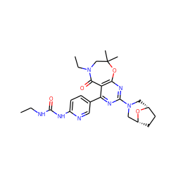 CCNC(=O)Nc1ccc(-c2nc(N3C[C@@H]4CC[C@H](C3)O4)nc3c2C(=O)N(CC)CC(C)(C)O3)cn1 ZINC000225299169