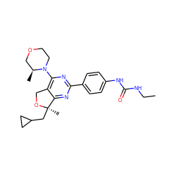 CCNC(=O)Nc1ccc(-c2nc(N3CCOC[C@@H]3C)c3c(n2)[C@@](C)(CC2CC2)OC3)cc1 ZINC000071330204