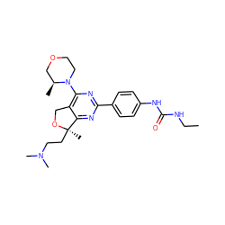 CCNC(=O)Nc1ccc(-c2nc(N3CCOC[C@@H]3C)c3c(n2)[C@@](C)(CCN(C)C)OC3)cc1 ZINC000071316149