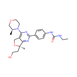 CCNC(=O)Nc1ccc(-c2nc(N3CCOC[C@@H]3C)c3c(n2)[C@@](C)(CCO)OC3)cc1 ZINC000071318696