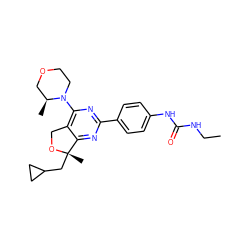 CCNC(=O)Nc1ccc(-c2nc(N3CCOC[C@@H]3C)c3c(n2)[C@](C)(CC2CC2)OC3)cc1 ZINC000071318651