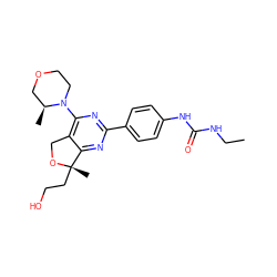 CCNC(=O)Nc1ccc(-c2nc(N3CCOC[C@@H]3C)c3c(n2)[C@](C)(CCO)OC3)cc1 ZINC000071330227