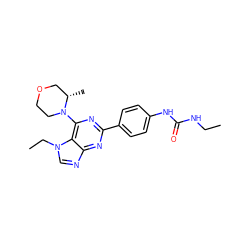 CCNC(=O)Nc1ccc(-c2nc(N3CCOC[C@@H]3C)c3c(ncn3CC)n2)cc1 ZINC000096283260