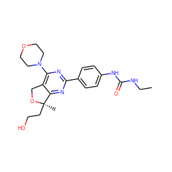 CCNC(=O)Nc1ccc(-c2nc(N3CCOCC3)c3c(n2)[C@@](C)(CCO)OC3)cc1 ZINC000071316473