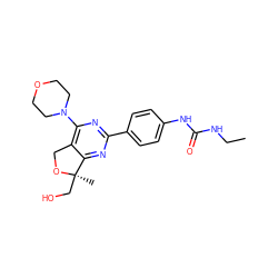 CCNC(=O)Nc1ccc(-c2nc(N3CCOCC3)c3c(n2)[C@@](C)(CO)OC3)cc1 ZINC000071317564