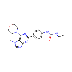 CCNC(=O)Nc1ccc(-c2nc(N3CCOCC3)c3c(ncn3C)n2)cc1 ZINC000096283259