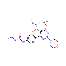 CCNC(=O)Nc1ccc(-c2nc(N3CCOCC3)nc3c2C(=O)N(CC)CC(C)(C)O3)cc1 ZINC000225297408