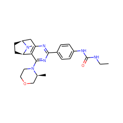 CCNC(=O)Nc1ccc(-c2nc3c(c(N4CCOC[C@@H]4C)n2)[C@H]2CC[C@@H](C3)N2C)cc1 ZINC000068203969