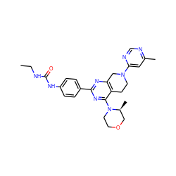 CCNC(=O)Nc1ccc(-c2nc3c(c(N4CCOC[C@@H]4C)n2)CCN(c2cc(C)ncn2)C3)cc1 ZINC000095587939