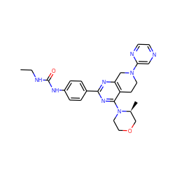 CCNC(=O)Nc1ccc(-c2nc3c(c(N4CCOC[C@@H]4C)n2)CCN(c2cnccn2)C3)cc1 ZINC000095573457