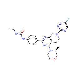 CCNC(=O)Nc1ccc(-c2nc3c(c(N4CCOC[C@@H]4C)n2)CCN(c2ncc(F)cn2)C3)cc1 ZINC000095591906