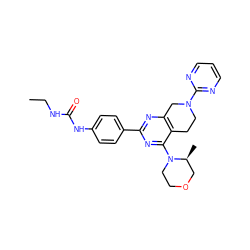 CCNC(=O)Nc1ccc(-c2nc3c(c(N4CCOC[C@@H]4C)n2)CCN(c2ncccn2)C3)cc1 ZINC000095576405