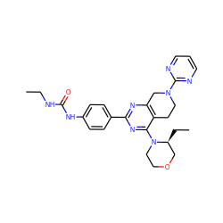 CCNC(=O)Nc1ccc(-c2nc3c(c(N4CCOC[C@@H]4CC)n2)CCN(c2ncccn2)C3)cc1 ZINC000095576337