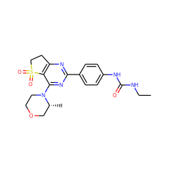 CCNC(=O)Nc1ccc(-c2nc3c(c(N4CCOC[C@H]4C)n2)S(=O)(=O)CC3)cc1 ZINC000084712381