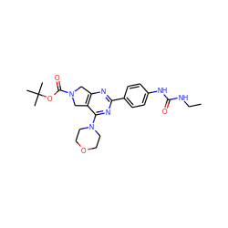 CCNC(=O)Nc1ccc(-c2nc3c(c(N4CCOCC4)n2)CN(C(=O)OC(C)(C)C)C3)cc1 ZINC000095576279