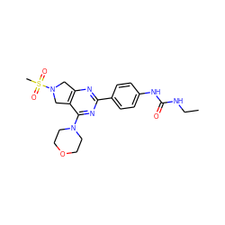 CCNC(=O)Nc1ccc(-c2nc3c(c(N4CCOCC4)n2)CN(S(C)(=O)=O)C3)cc1 ZINC000095579256