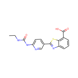 CCNC(=O)Nc1ccc(-c2nc3cccc(C(=O)O)c3s2)cn1 ZINC000147911590