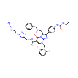 CCNC(=O)Nc1ccc(-c2nc3n(Cc4c(F)cccc4F)cc(C(=O)NCc4cn(CCN=[N+]=[N-])nn4)c(=O)n3c2CN(C)Cc2ccccc2)cc1 ZINC000095542094