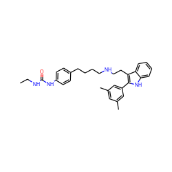 CCNC(=O)Nc1ccc(CCCCNCCc2c(-c3cc(C)cc(C)c3)[nH]c3ccccc23)cc1 ZINC000026016983