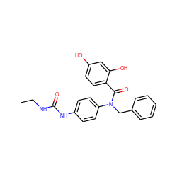 CCNC(=O)Nc1ccc(N(Cc2ccccc2)C(=O)c2ccc(O)cc2O)cc1 ZINC000653666908