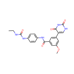 CCNC(=O)Nc1ccc(NC(=O)c2cc(OC)cc(-c3c[nH]c(=O)[nH]c3=O)c2)cc1 ZINC000299839780