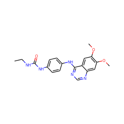 CCNC(=O)Nc1ccc(Nc2ncnc3cc(OC)c(OC)cc23)cc1 ZINC000084633133