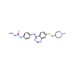 CCNC(=O)Nc1ccc(Nc2ncnc3cc(OCC4CCN(C)CC4)ccc23)cc1 ZINC000082157727