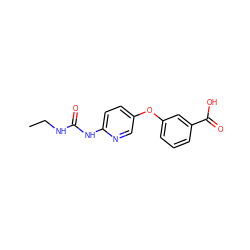 CCNC(=O)Nc1ccc(Oc2cccc(C(=O)O)c2)cn1 ZINC000169313071