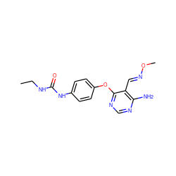 CCNC(=O)Nc1ccc(Oc2ncnc(N)c2/C=N/OC)cc1 ZINC000066076381