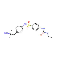 CCNC(=O)Nc1ccc(S(=O)(=O)Nc2ccc(CC(C)(C)N)cc2)cc1 ZINC000049014427