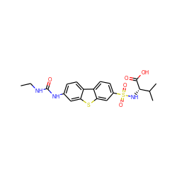 CCNC(=O)Nc1ccc2c(c1)sc1cc(S(=O)(=O)N[C@H](C(=O)O)C(C)C)ccc12 ZINC000043059734