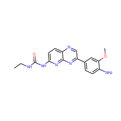 CCNC(=O)Nc1ccc2ncc(-c3ccc(N)c(OC)c3)nc2n1 ZINC000169711822