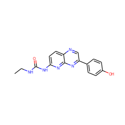 CCNC(=O)Nc1ccc2ncc(-c3ccc(O)cc3)nc2n1 ZINC000148614046