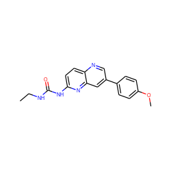 CCNC(=O)Nc1ccc2ncc(-c3ccc(OC)cc3)cc2n1 ZINC000072316160