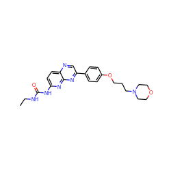 CCNC(=O)Nc1ccc2ncc(-c3ccc(OCCCN4CCOCC4)cc3)nc2n1 ZINC000169711821