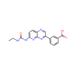 CCNC(=O)Nc1ccc2ncc(-c3cccc(C(=O)O)c3)nc2n1 ZINC000144354049