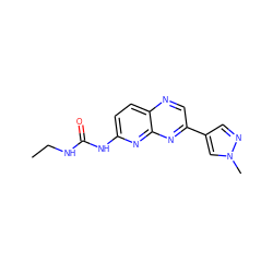 CCNC(=O)Nc1ccc2ncc(-c3cnn(C)c3)nc2n1 ZINC000169711830