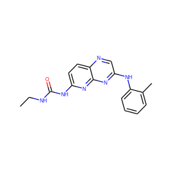 CCNC(=O)Nc1ccc2ncc(Nc3ccccc3C)nc2n1 ZINC000148811019