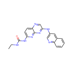 CCNC(=O)Nc1ccc2ncc(Nc3cnc4ccccc4c3)nc2n1 ZINC000165271650