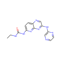 CCNC(=O)Nc1ccc2ncc(Nc3cnccn3)nc2n1 ZINC000165541568